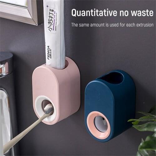 Automatic Toothpaste Dispenser Dust-proof Toothbrush Holder Wall Mount Rack Toothpaste Squeezer Bathroom Accessories Set