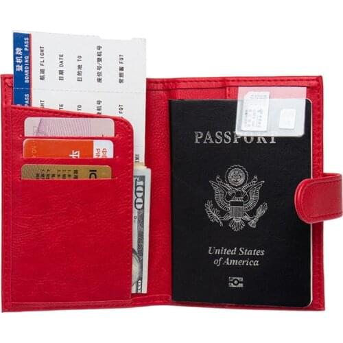Large Capacity Buckle Passport Holder Business ID Card Covers Easy Closing Bags for Passport Ticket Emboss NAME LOGO