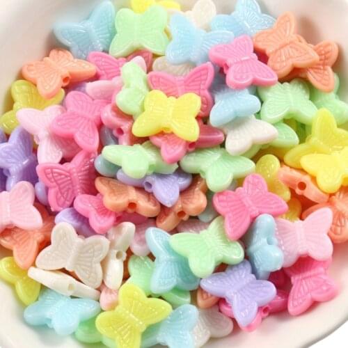 50/100/200pcs Acrylic Spacer Beads Butterfly Rainbow Color Beads For Jewelry Making DIY Bracelet necklace 14x11x4mm