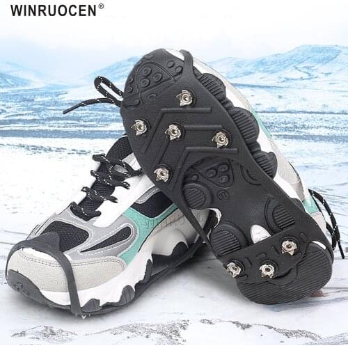 Anti-Slip Crampons Snow Ice Spikes Covers for Shoes Winter Snowshoes Outdoor Hiking Climbing Antiskid Ice Gripper Cleats
