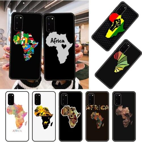 Phone Case For SamSung Galaxy S10 S20 S9 S7 S8 S6 Plus Edge E Lite Ultra Black Cover Coque Fashion Funda Africa Map Contour