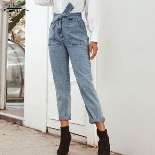 Pantalon Vintage High Waist Straight Jeans Pant for Women Streetwear Loose Female Denim Jeans Belt Zipper Ladies Jeans 10522
