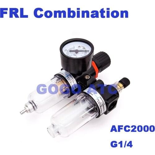 GOGO AFC2000 Two Union Treatment oil water separation G1/4" Air Filter Regulator Lubricator FRL Combination