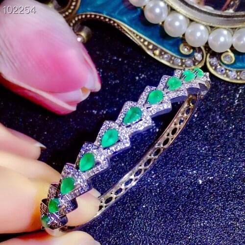Hot Sale Emerald Bangle 925 Sterling Silver Fine Jewelry Natural And Real Emerald Bangle