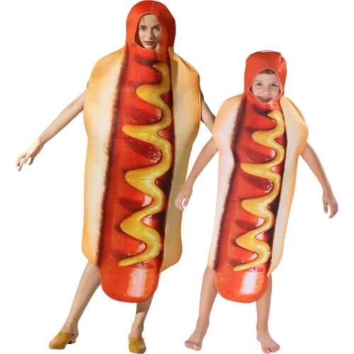 Halloween Costume For Boy Hot Dog Costume Funny Hotdog Food Cosplay Carnival Costume Adult Kid Party Cosplay Holiday Cosplay