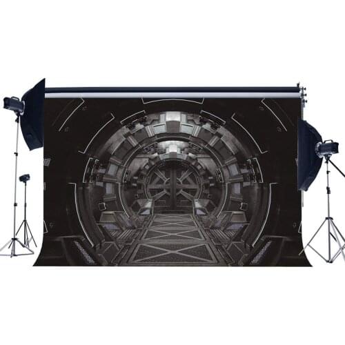 Spaceship Interior Round. 3D illustration Backdrop Inner Passage of the Spacecraft UFO Photography Background