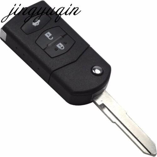 Jingyuqin 10pcs 3 Buttons Key Shell fit for MAZDA 2 3 5 6 RX8 MX5 Flip Remote Case Fob Replacement 3 BTN