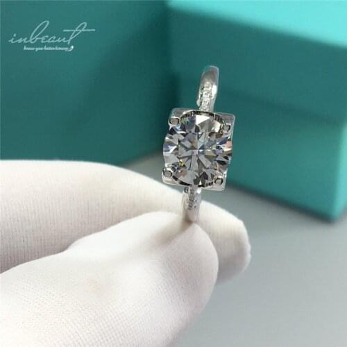 Inbeaut 925 Silver Excellent Cut 2 ct D Color Pass Diamond Test Moissanite Cow Head Ring Teen Girls Wedding Moissanite Jewelry