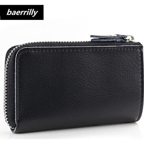 Genuine Cow Leather Men & Women Car Key Bag Wallet Multi Function Key Case Fashion Housekeeper Holders 6 Key Rings