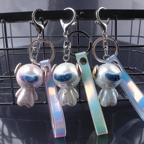 Cool gradient intelligent robot keychain acrylic robot pendant couple keychain car accessories