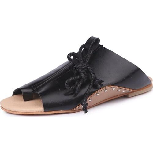 Summer Womens Sandals Flat PU Compound Fish mouth Ankle strap metal Ankle strap Peep-toe Fashion Casual Walking Woman shoes
