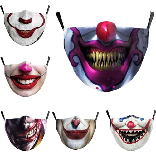 Skull Horror Clown Jack Mouth Cosplay Womens Men Masks Adult Face Protection Dustproof Cycling Spots Breathable Halloween Mask