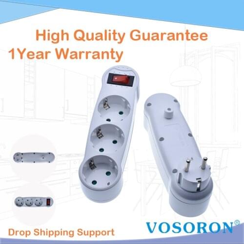 Home Use Triple Conversion German Plug Wireless Power Socket EU Standard Convenient Easy Install Electrical 1 To 3 Way Expansion