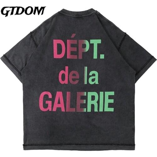GTDOM Men Fashion Cards Hyun Chae Gradual Change Print Short Sleeve T-Shirt 2021 Summer New Wash Worn Out Spacious T-Shirt