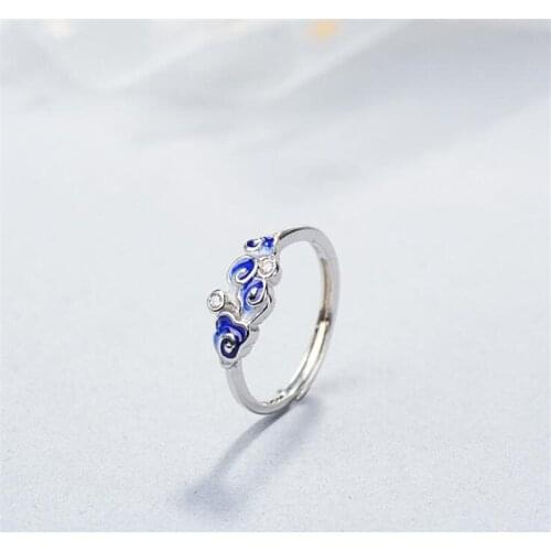 New Korean Style Fashion National Tears 925 Sterling Silver Jewery Personality Sweet Auspicious Clouds Opening Rings SR529