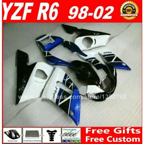 OEM blue white Fairings set for YAMAHA R6 1998 - 2002 plastic parts kit 98 99 00 01 02 fairing kits YZF 600 1999 2000 2001