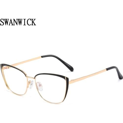 Swanwick metal anti blue light glasses cat eye frame women optical spectacle frames clear lens black pink female accessories hot