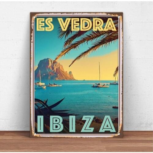 Retro Vintage Ibiza Spain ES Vedra Metal Tin Sign Metal Sign Wall Decor Fashion Art Decor Poster,Man Cave,Garage,Bar,Pub H131