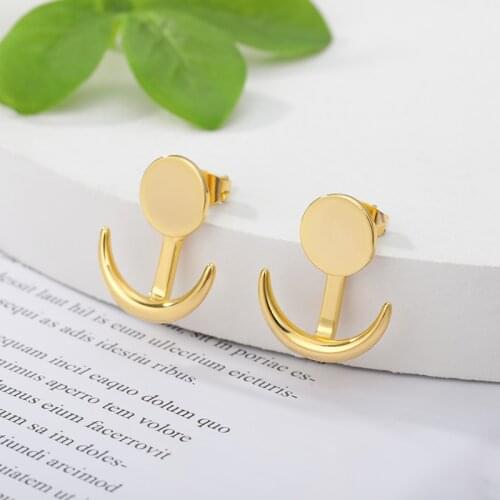 Gold Crescent Moon Phase Stud Earrings Cute Geometric Round Earrings For Women Sun Moon Set Earing Trendy Engagement Accessories