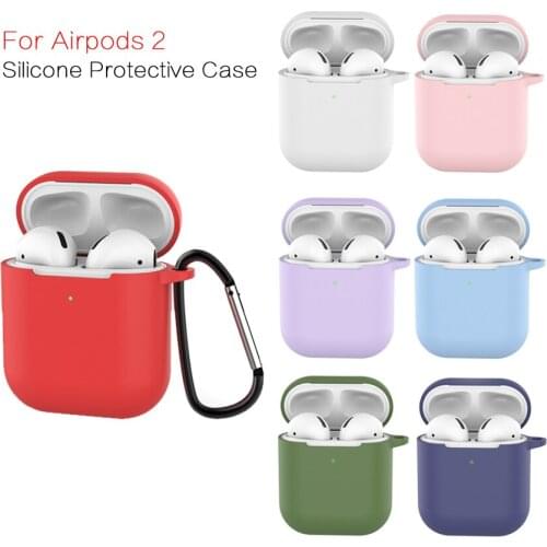 Silicone Case for Airpods 2 Bluetooth Wireless Earphone Cover Shell for Apple Airpods Case Pouch Bag Accessories with Hook