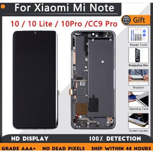 Super Amoled For Xiaomi Mi Note 10 /Mi Note 10 Lite /Mi Note 10 Pro / CC9 Pro LCD Display Edge Screen Touch Screen
