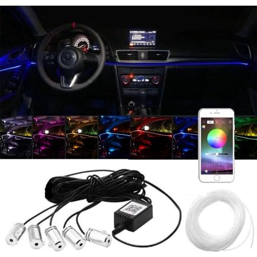 DC 12V RGB LED Strip EL Wire Neon Light 5m 6m 8m Ambient Light APP Bluetooth/Remote Control Car Interior Decor Atmosphere Lights