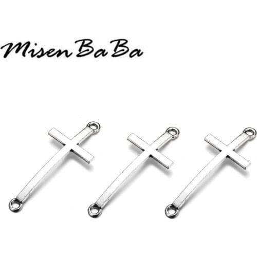 20PCS/lot Vintage Alloy Double Holes Cross Charm Pendant For Jewelry Making DIY Connector Christian Handmade Accessories