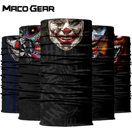 Magic Clown Balaclava Half Face Cover Mask Tube Monster Skull Breathable Soft Scarf Printed Ski Running Cycling Hiking Bandana