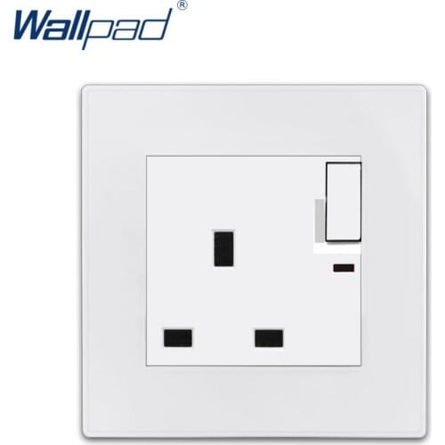 Wallpad Switched UK 13A Socket Luxury White PC Panel Wall Power Electrical Outlet Sockets
