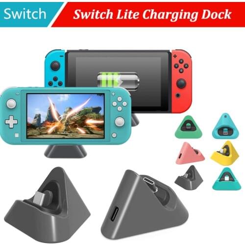 Fast DC15V/1.2A Charger Dock Station Safe Triangle Charging Stand Holdewith Type-C Port For Nintendo Switch /Switch Lite Console
