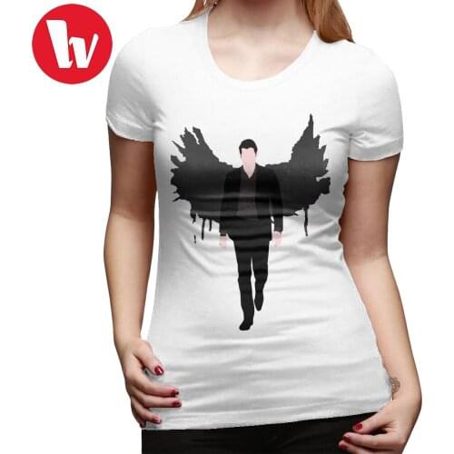 Lucifer Morningstar T-Shirt Lucifer Morningstar T Shirt Oversized Printed Women tshirt O Neck Cotton Silver Ladies Tee Shirt