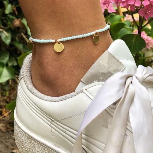 Women Crystal Beads Drop Anklet Fashion Trendy Foot Jewelry Summer Barefoot Ankle Leg Bracelets Gift For Girl