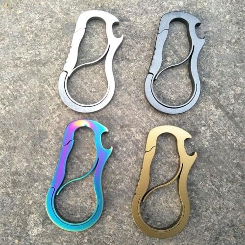 1PC Stainless Steel Keychain Key Chain Ring With Opener Fast Hook Hang Buckle EDC Mountaineering Buckle Carabiner Accessories