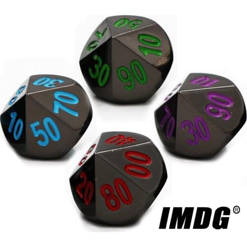 1pcs D10 (00-90) Polyhedron RPG Dice 10-sides Accessories Metal Dice DND Black Color Digital Game Dice