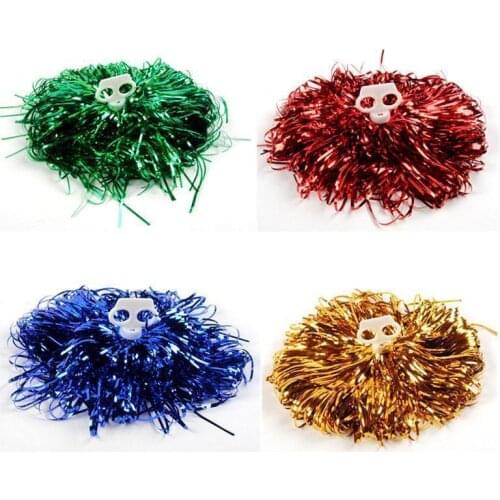 10pcs Plastic Double Hole Handle Metal Streamer Pompoms Cheerleading Cheering Pom Ball Cheering Decorator Club Sport Supply
