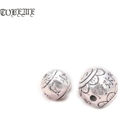 100% 925 Silver Tibetan Six Words Beads Buddhist Malas Markers Buddhist E Mi Tuo Fo Beads Tibetan Beads