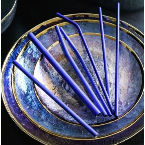 100pcs Reusable Metal Drinking Straws Induction Temperature Color Change Drink Straws Stainless Steel Bar Accessories