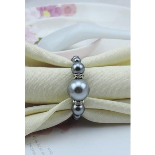100pcs/lot Free Shipping wholesale Gray Pearls Napkin Rings Hotel Wedding Accessories Table Decoration Accessories