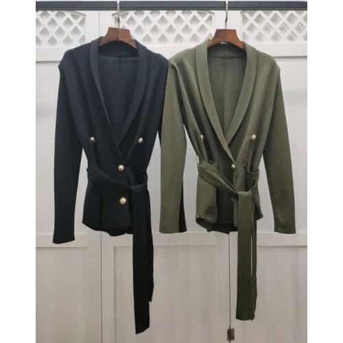 2021 Autumn High Quality Women Fashion Knitted Cardigan Female Luxury Sweater Coat For Ladies 2 Color Gdnz 6.07