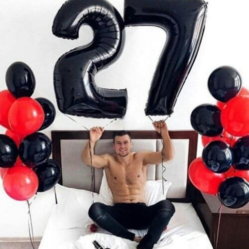 40inch Black Balloon Banner 18 21 30 40 50 60 Birthday Party Decoration Adult Birthday Letter Number Foil Helium Balloon Globos