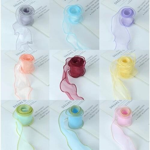 5M*6CM Wave Silk Organza Ribbon Bow Material Hair Ornament Gift Wrapping Lace Ribbon DIY Craft Sewing Fabric Clothing Decoration