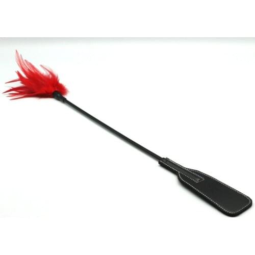 60cm length multi-function adult sex toy restraint PU crop paddle with Feather tickler for couple sex game adult sex toy