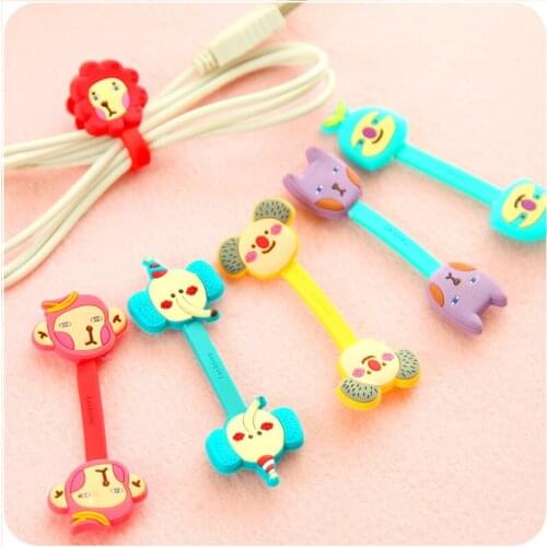 A Ausuky 5pcs/lot Lovely Cartoon Cable Winder Headphone Earphone Cable Wire Organizer Cord Holder -25