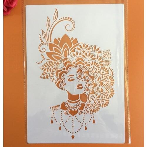 A4 29 * 21cm Beauty girl DIY Stencils Wall Painting Scrapbook Coloring Embossing Album Decorative Paper Card Template,wall