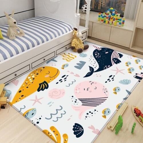 Alfombra Cute Art Soft Cartoon Colorful Fun Dolphin Childrens Pattern Flannel Carpet Childrens Room Anti-Slip Carpet&Rug tapis