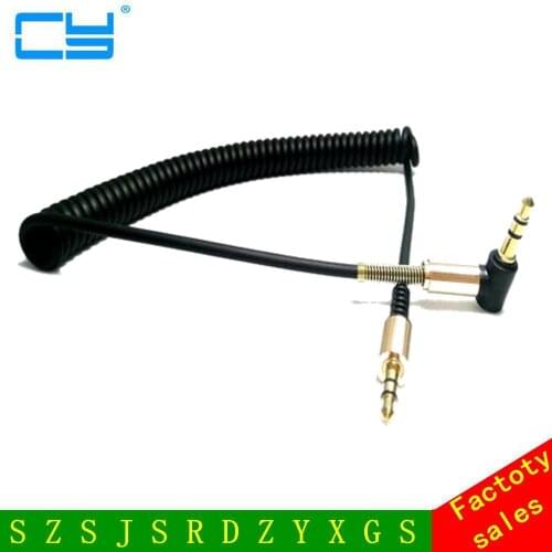 3.5mm Audio Cable 90 Degree Right Angle Round Jack 3.5 MM Aux Line with Spring for Car IPhone MP3/4 Headphone Aux Cord