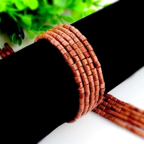 Natural sandstone cylindrical loose beads 4x4mm semi-finished gold sand small beads Made necklace DIY bracelet accessories 40cm