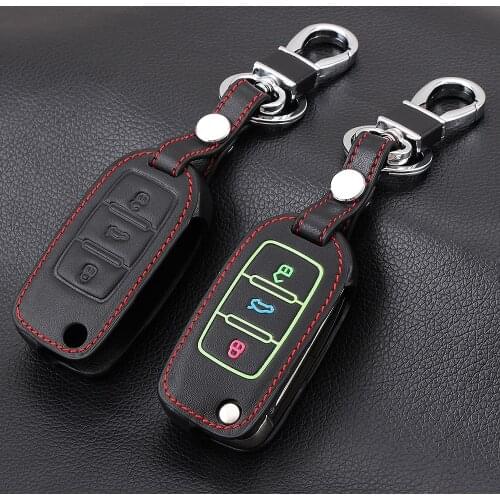 Leather Car Key Cover Case Shell Fob For VW Golf Bora Jetta POLO Passat Skoda Superb Octavia Fabia SEAT Ibiza Leon,car Styling