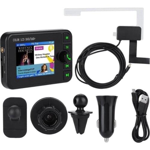 Dab Radio Receiver in Car with Screen Stereo Sound Digital Signal Antenna Broadcast Adapter Dab+ Bluetooth Mp3 Fm Transmitter