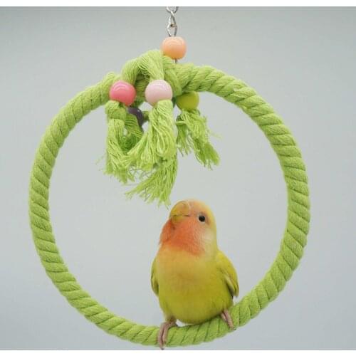 Pet Parrot Birds Cage Toy Hanging Swing Ring Train Balance Bird ToyRope Circle Ring Stand Chewing Bite Swing Climbing Play Toys
